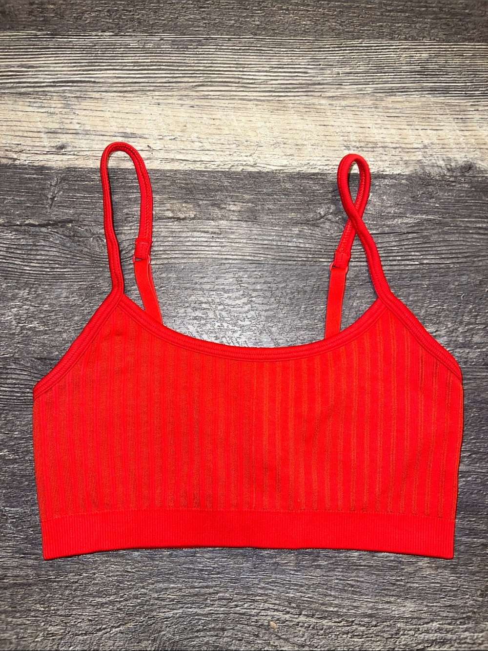 Aerie Red Ribbed Seamless Sports Bra Bralette Size Small Unpadded